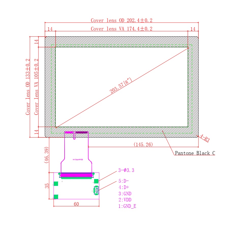 Ёмкостной сенсорный экран 8" EG8-A-1509V1 с USB
