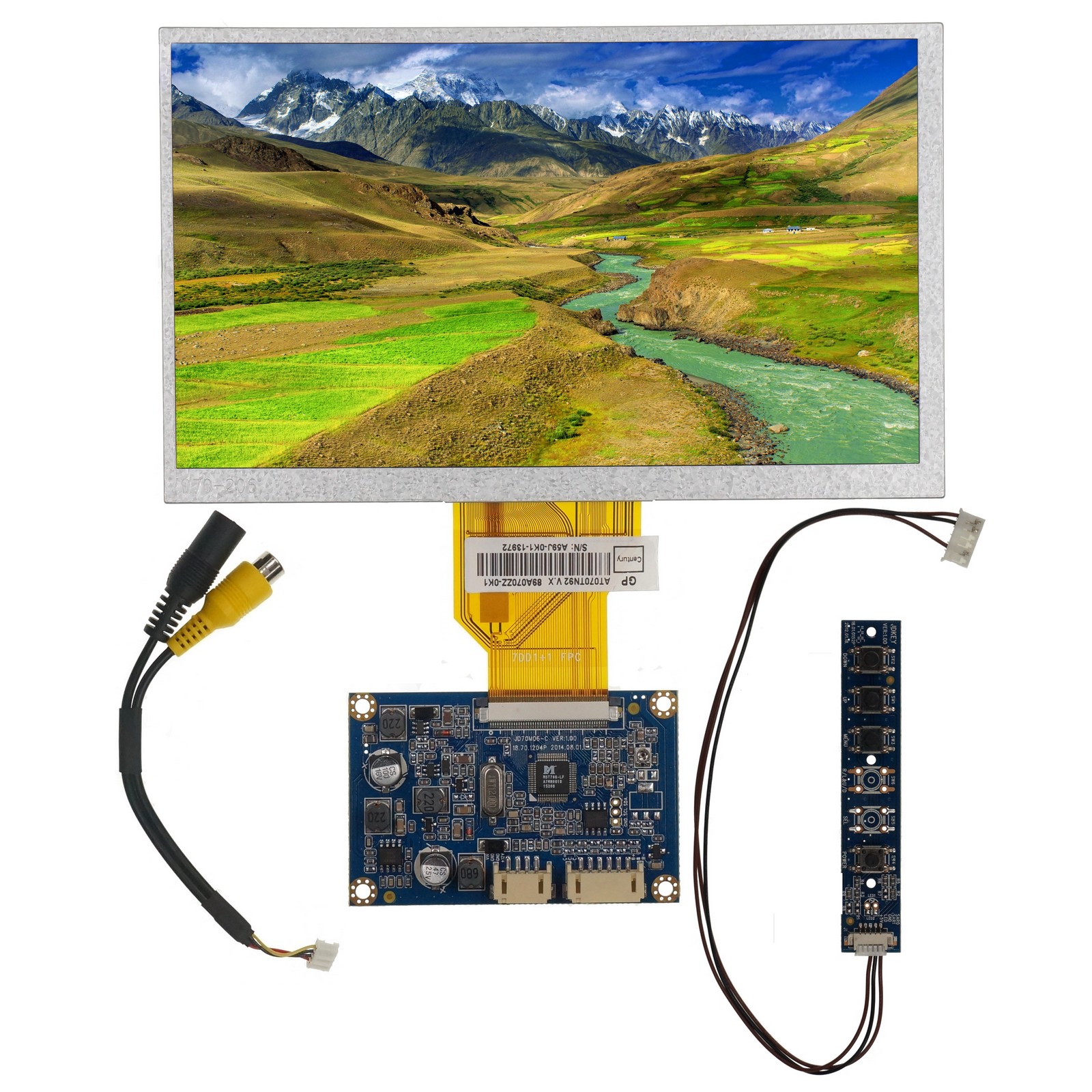 Дисплей 7" AT070TN92 V.X с контроллером JD70M06-C