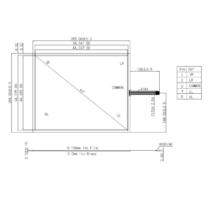 Резистивный сенсорный экран 17" T5R-17.0-2.3 c USB
