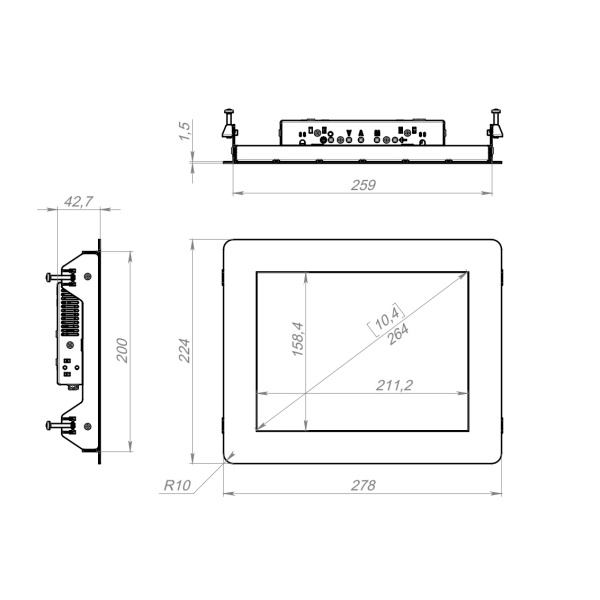 Встраиваемый монитор 10,4" PN104SMK6-07H1-HDV