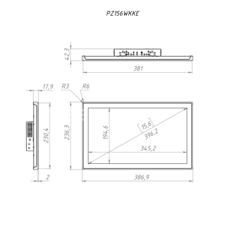 Встраиваемый монитор 15,6" PZ156WKK6-90U1-HDV