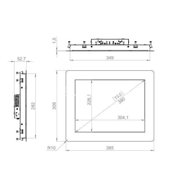 Встраиваемый сенсорный монитор 15" PN150SMK6-07SR41-HDV