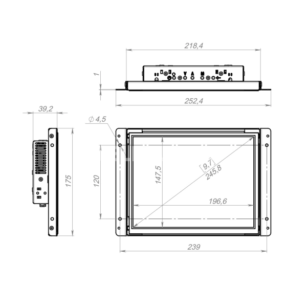Встраиваемый монитор 9,7" FS097SMK6-07U1-HDV