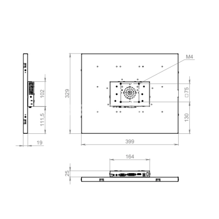 Встраиваемый сенсорный монитор 19" FL190SMK6-20SR4С1-HDV