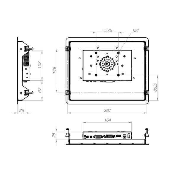 Встраиваемый монитор 10,4" PN104SMK6-07H1-HDV