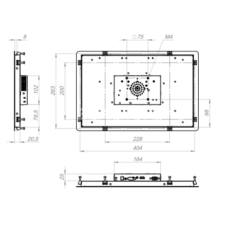 Встраиваемый сенсорный монитор 15,6" PN156WMKE-90SPX1-HV