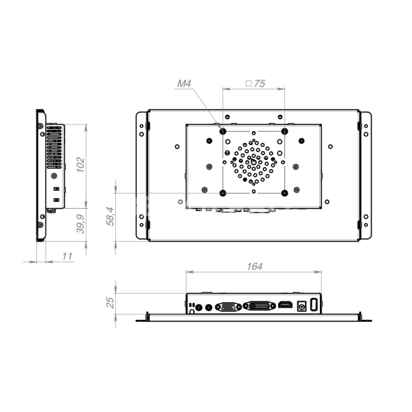 Встраиваемый сенсорный монитор 10,1" FS101WMK6-92UPX1-HDV