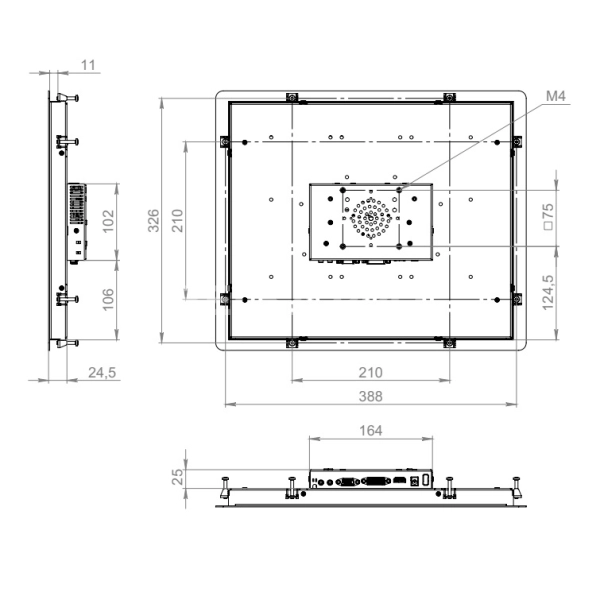 Встраиваемый монитор 17" PN170SMK6-20S1-HDV
