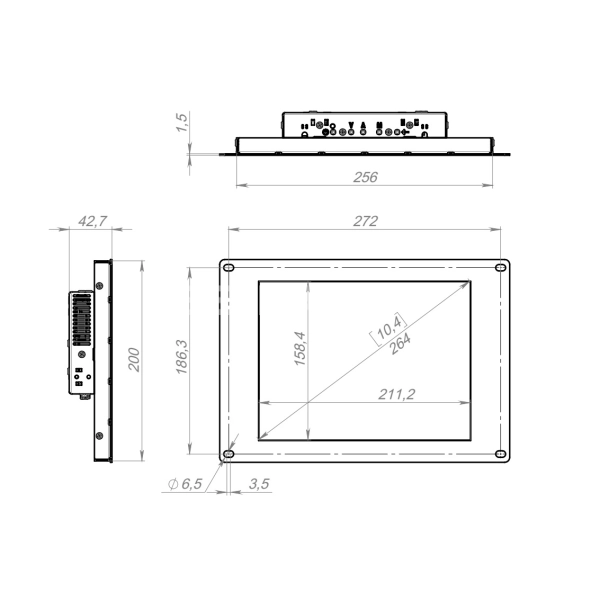 Встраиваемый монитор 10,4" PL104SMK6-07H1-HDV