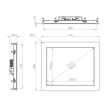 Встраиваемый монитор 17" PN170SMK6-20H1-HDV