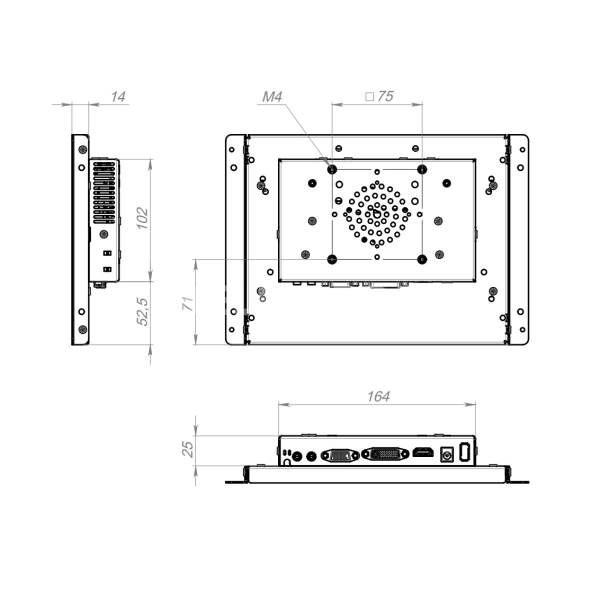 Встраиваемый сенсорный монитор 8,4" FS084SMK6-07UPY1-HDV