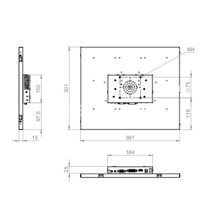 Встраиваемый сенсорный монитор 17" FL170SMK6-20UPG1-HDV