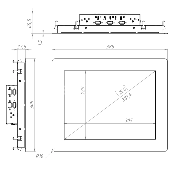 Встраиваемый сенсорный монитор 15" PN150SMP-07SPX1-HDV
