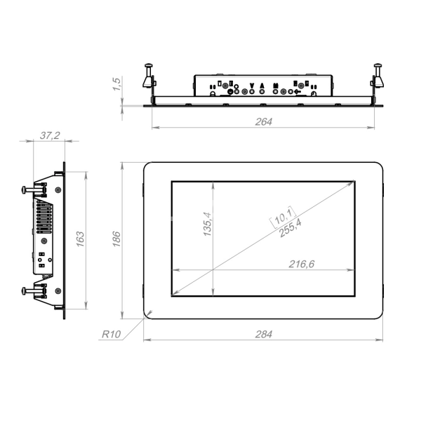 Встраиваемый сенсорный монитор 10,1" PN101WMK6-92UR41-HDV