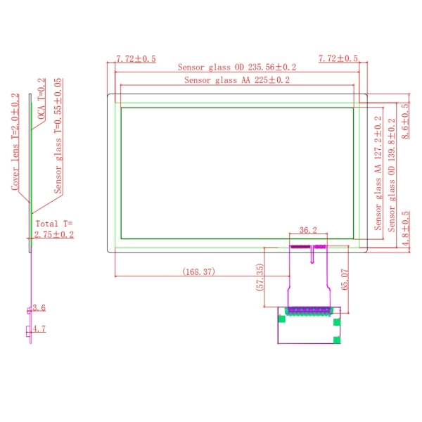 Ёмкостной сенсорный экран 10,1" EG10.1-A-1609V1 с USB