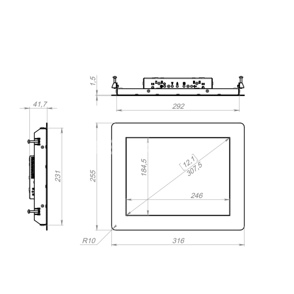 Встраиваемый монитор 12,1" PN121SMK6-07H1-HDV