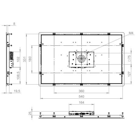 Встраиваемый монитор 21,5" PN215WMK6-90H1-HDV