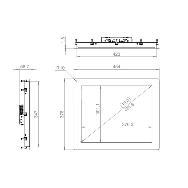Встраиваемый монитор 19" PN190SMK6-20S1-HDV