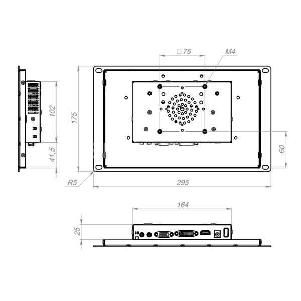 Встраиваемый сенсорный монитор 10,1" PL101WMK6-92UR41-HDV