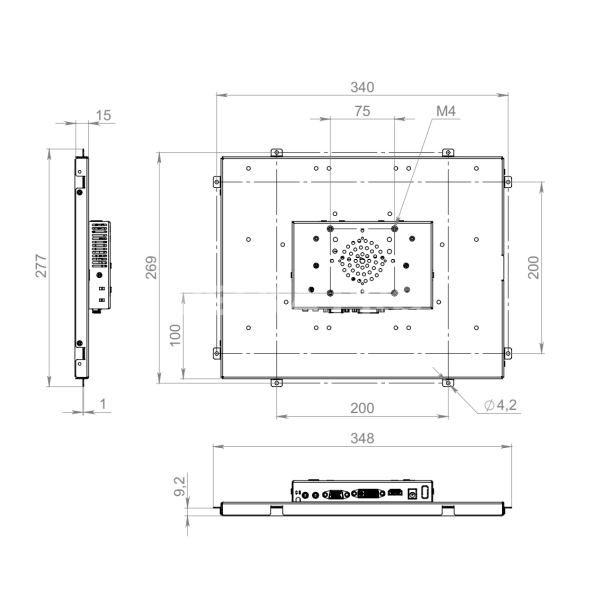 Встраиваемый сенсорный монитор 15" FL150SMK6-07HR41-HDV
