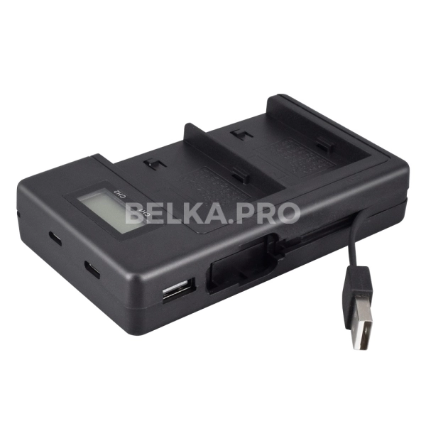Двойное зарядное устройство USB для NP-F970/F960/F550