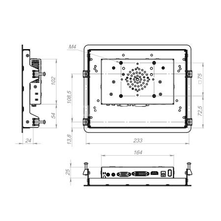 Встраиваемый сенсорный монитор 9,7" PN097SMK6-07UR41-HDV