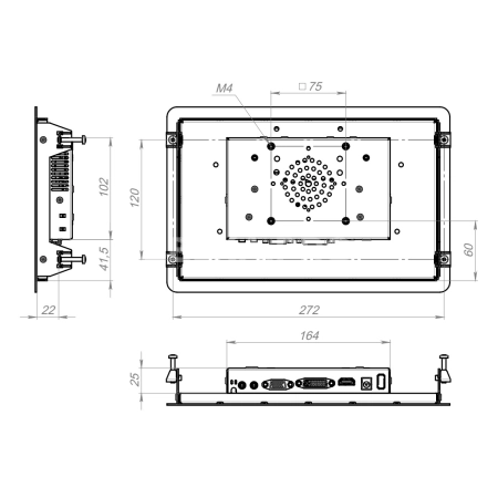 Встраиваемый монитор 10,1" PN101WMK6-92U1-HDV